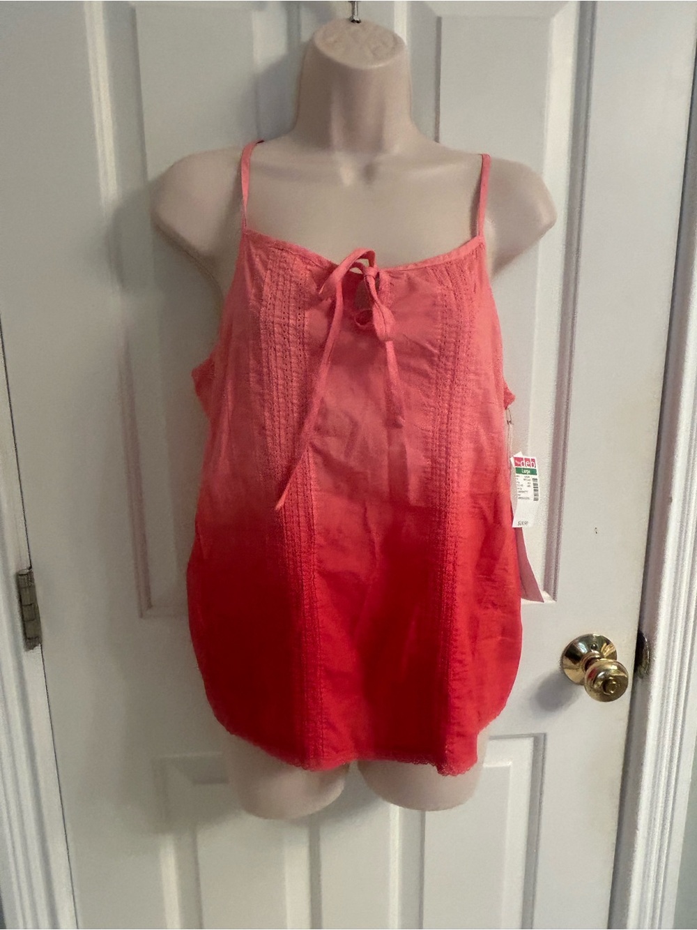 NWT-Truth NYC Coral to Deep Coral Ombre Tie-Front Cami
